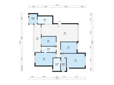 东海蓝湾小区5室2厅户型图1