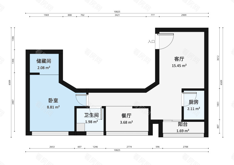 心海州小区1室1厅户型图4