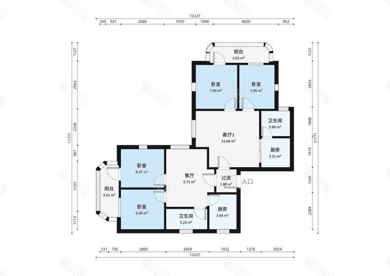东方皇宫 3室1厅 98.3㎡ 满五年_东方皇宫二手房户型图片10