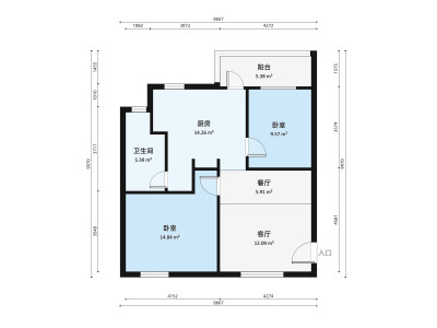 城市花园岐兴阁小区2室1厅户型图1