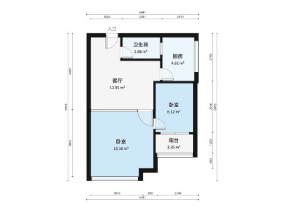 合正方州润园小区1室1厅户型图1