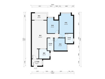时代水岸小区3室1厅户型图5