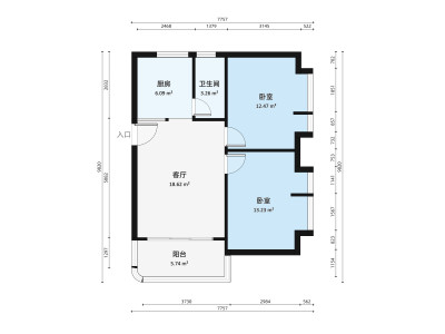 府又祥兴苑小区2室1厅户型图1