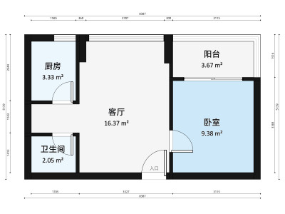 银河新村小区1室1厅户型图1