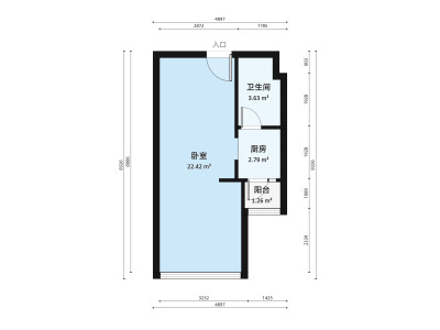 保利御江南小区1室0厅户型图2