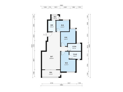 雅居蓝湾(高明)小区3室1厅户型图2