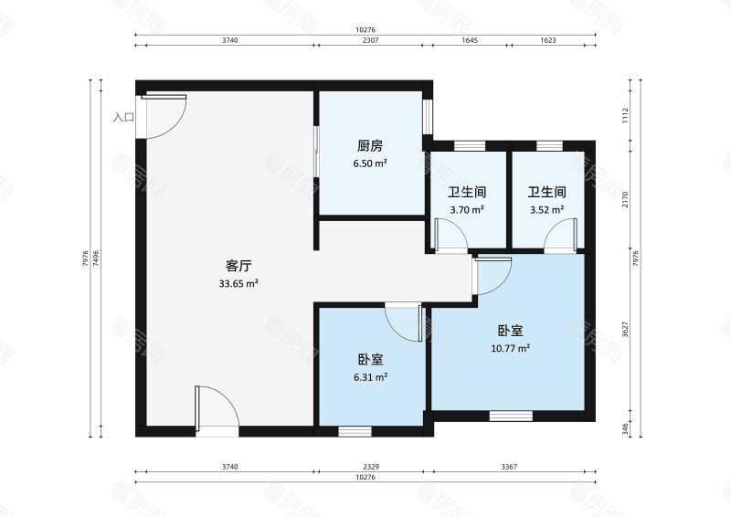 中山比华利山小区2室2厅户型图3