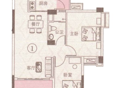 华宝世家雅苑小区2室2厅1卫户型图2