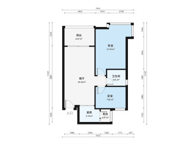 名雅豪庭一期小区2室1厅户型图4