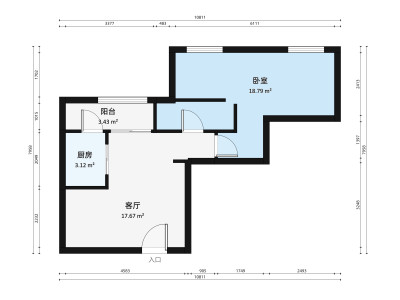 心海州小区1室2厅户型图4