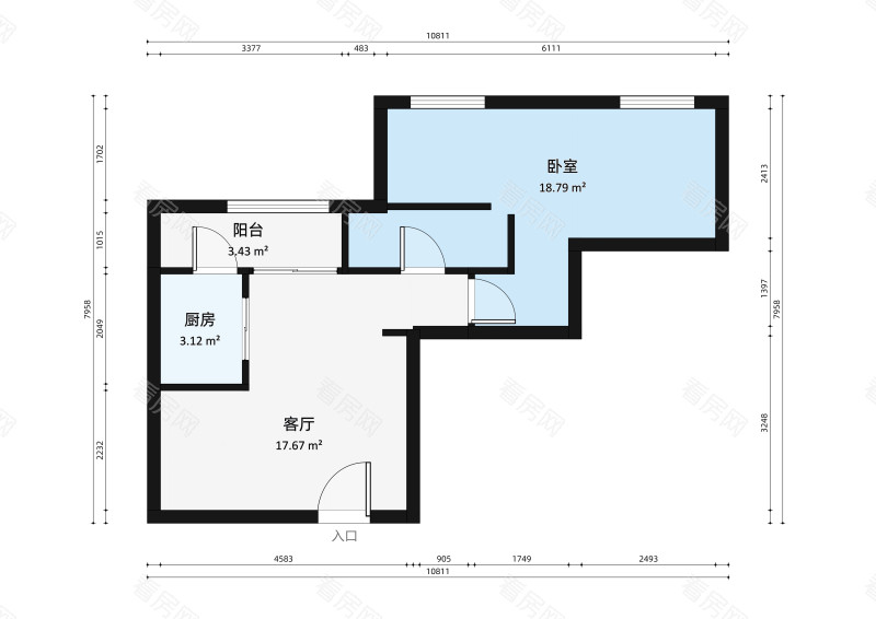 心海州小区1室2厅户型图