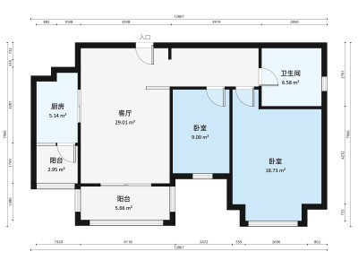 仁恒星园小区2室2厅户型图1