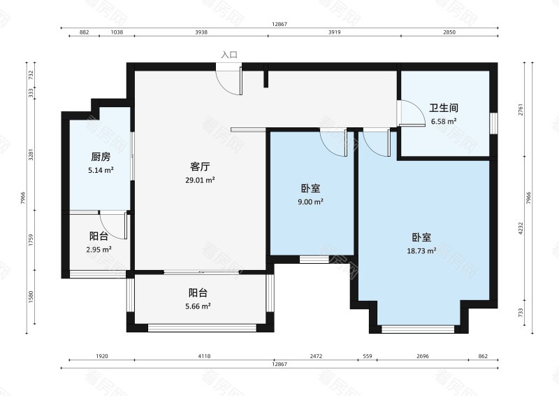 仁恒星园小区2室2厅户型图