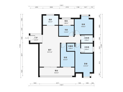 巨亿城小区4室1厅户型图5