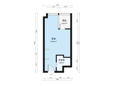 完美金鹰广场小区1室0厅户型图3