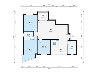 新基星河名居小区3室1厅户型图1