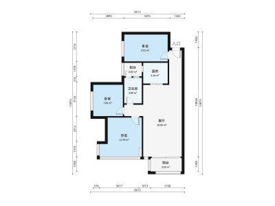 信义嘉御山五六期小区3室2厅户型图2