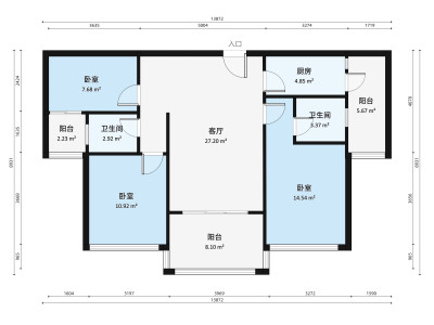 宁海尚峰小区3室1厅户型图1