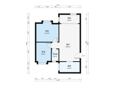 顺景蔷薇山庄小区2室1厅户型图4