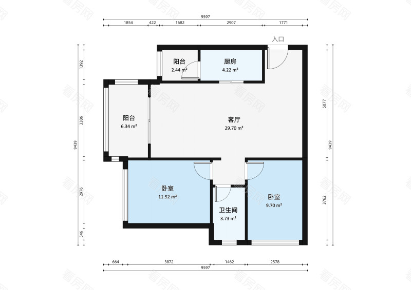 正德天水湖小区2室2厅户型图5