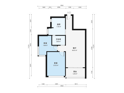 深业新岸线一期小区2室1厅户型图2