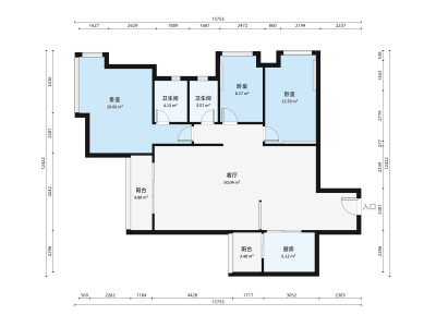 锦城花园小区3室2厅户型图3
