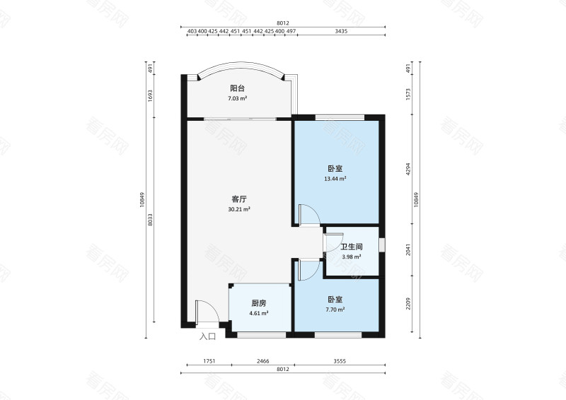永怡花园北区小区2室2厅户型图4