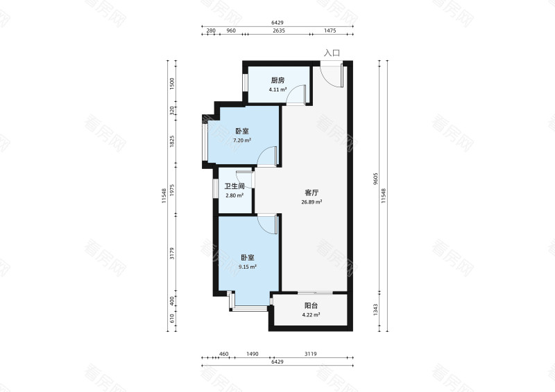 巴厘晓筑小区2室2厅户型图4