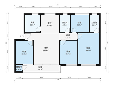 中国经贸大厦小区4室2厅户型图1