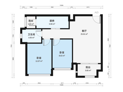 恒大金名都小区2室1厅户型图3