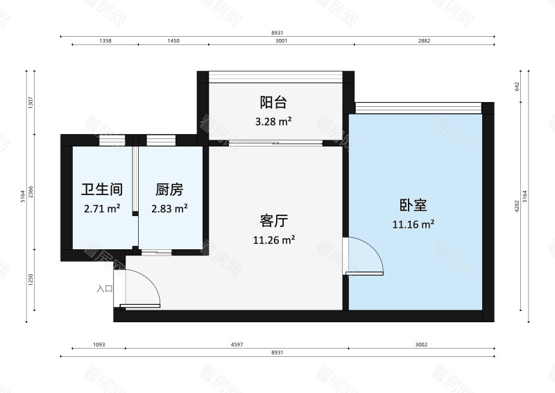 皇庭世纪小区1室1厅1卫户型图24