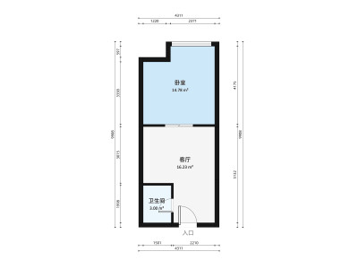 懿荟大厦一期小区1室1厅户型图1