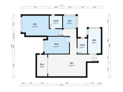 雅居乐英伦首府小区2室2厅户型图1
