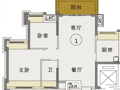 长信御景峰小区2室2厅2卫户型图2