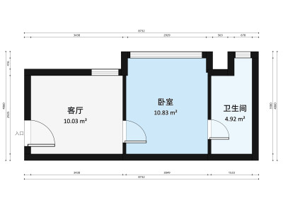 天麓花园小区1室0厅户型图4