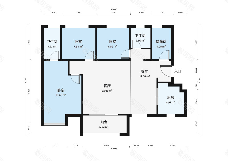 中邦御珑湾小区3室2厅户型图4