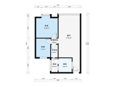 昌盛豪苑一期小区2室1厅户型图1