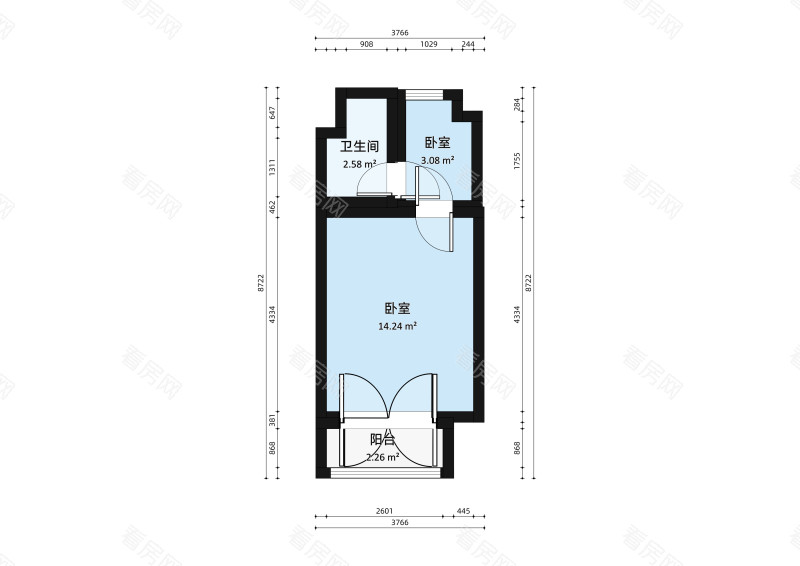 万科城南区小区1室0厅户型图2