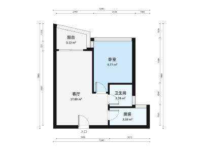 金港豪庭小区1室1厅户型图1