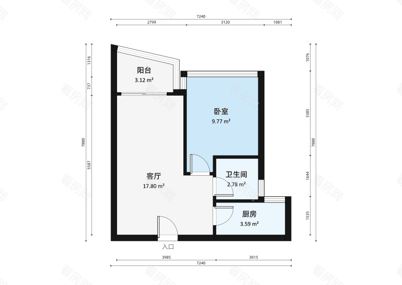 金港豪庭小区1室1厅1卫户型图5