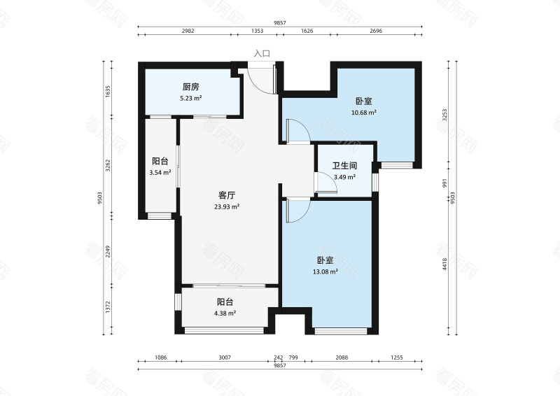 蓝湾半岛小区2室1厅户型图2