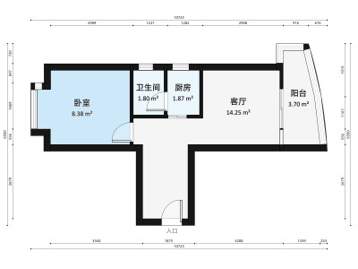 华强城市花园一期小区1室1厅户型图1