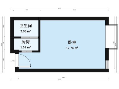 东海湾公寓小区1室1厅户型图2