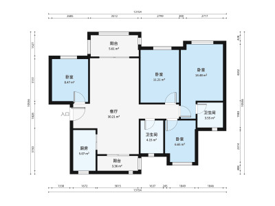 雅居乐融创三江府小区4室1厅户型图4