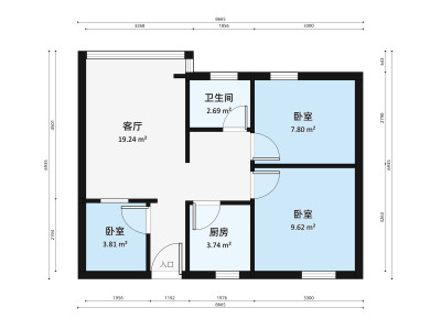 南苑山庄小区2室1厅户型图2