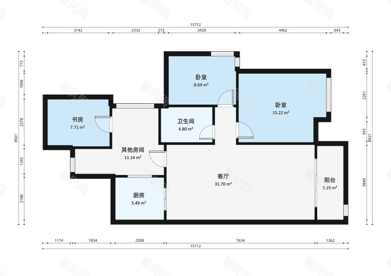 南湾国际小区3室1厅户型图2