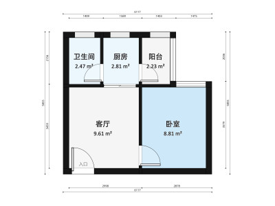 广宏苑小区1室1厅户型图1