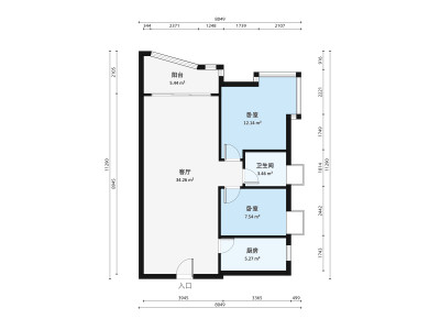 嘉意台小区2室1厅户型图4
