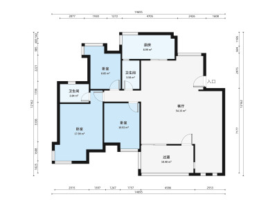 万科四季花城小区4室2厅户型图1