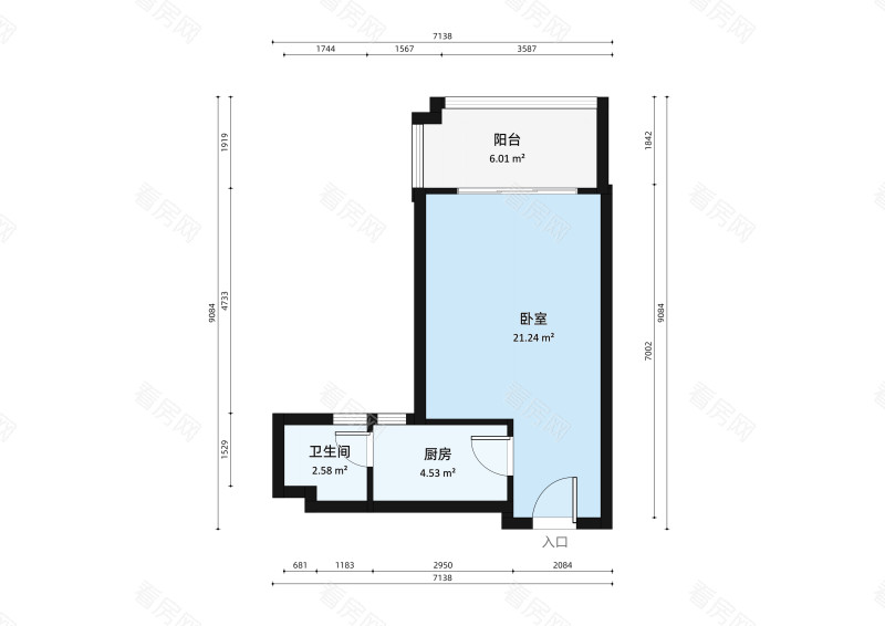锦绣海湾城六期小区1室0厅户型图4